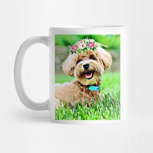 Cute Maltipoo with flower hair wreath Mug